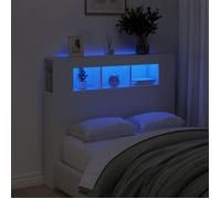 vidaXL Tête de Lit à LED, Tête de Cadre de Lit, Accessoire de Lit Double, Meuble de Chambre à Coucher Maison Intérieur, Blanc 120x18,5x103,5 cm Bois d'Ingénierie