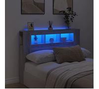 vidaXL Tête de Lit à LED, Tête de Cadre de Lit, Accessoire de Lit Double, Meuble de Chambre à Coucher Maison Intérieur, Sonoma Gris 140x18,5x103,5 cm Bois Ingénierie