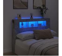 vidaXL Tête de Lit à LED, Tête de Cadre de Lit, Accessoire de Lit Double, Meuble de Chambre à Coucher Maison Intérieur, Gris Béton 140x18,5x103,5cm Bois d'Ingénierie