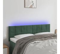 vidaXL Tête de Lit à LED Meuble de Chambre à Coucher Accessoire de Lit Double Tête de Cadre de Lit Intérieur Vert Foncé 144x5x78/88 cm Velours