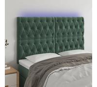 vidaXL Tête de lit à LED Vert foncé 160x7x118/128 cm Velours