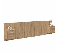 vidaXL Tête de lit avec Armoire avec tiroir 3 pcs Chêne Artisanal, Solution de Rangement Chic pour Chambre, tête de lit Moderne, Cabinet Flottant Mural, Design Minimaliste Efficace