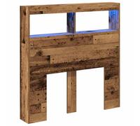 vidaXL Tête de lit avec éclairage LED - Bois d'ingénierie - 100 x 17 x 102 cm - Solution de rangement moderne pour chambre à coucher avec étagère et connecteur USB