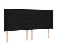 vidaXL Tête de Lit avec Oreilles Meuble de Chambre à Coucher Accessoire de Lit Double Tête de Cadre de Lit Intérieur Noir 203x16x118/128 cm Tissu