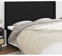 vidaXL Tête de lit avec oreilles Noir 163x16x118/128 cm Tissu - Tête de lit - Têtes de lit - Tête de lit