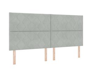 vidaXL Tête de lit Gris Clair 200 cm Velours | Le motif géométrique en blocs de diamant donne vraiment du peps à ta chambre, Tu peux facilement changer la hauteur pour un