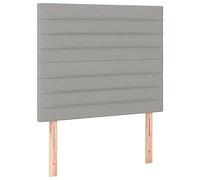 vidaXL Tête de Lit Meubles de Chambre à Coucher Accessoires de Lit Simple Têtes de Cadre de Lit Intérieur Gris Clair 90x5x118/128 cm Tissu