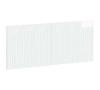 vidaXL Tête de lit Murale ALKMAAR Blanc Brillant Bois d'ingénierie, Chambre Moderne, tête de lit Murale résistante à l'humidité, Design Gain de Place, Meuble en Bois stylé