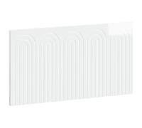 vidaXL Tête de lit Murale ALKMAAR Blanc Brillant Bois d'ingénierie, Chambre Moderne, tête de lit Murale résistante à l'humidité, Design Gain de Place, Meuble en Bois stylé