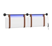 vidaXL Tête de lit suspendue Avec lumière LED Blanc PU antique, Tête de lit moderne rectangulaire, design mural, accessoire simple pour chambre, ergonomique et pratique