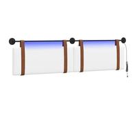 vidaXL Tête de lit suspendue Avec lumière LED Blanc PU antique, Tête de lit moderne rectangulaire, design mural, accessoire simple pour chambre, ergonomique et pratique