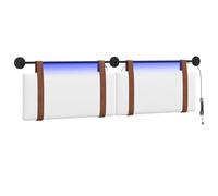 vidaXL Tête de lit suspendue Avec lumière LED Blanc PU antique, Tête de lit moderne rectangulaire, design mural, accessoire simple pour chambre, ergonomique et pratique