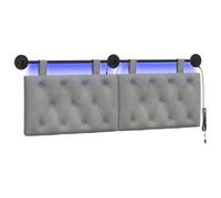 vidaXL Tête de lit Suspendue avec lumière LED Gris Clair Velours, Chambre Moderne, tête de lit Murale, en Velours, Bois, Gain de Place, Dossier décoratif, Doux au Toucher