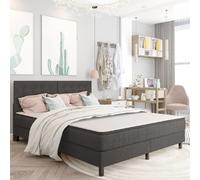 vidaXL Tête de lit touffetée - Tissu Gris foncé