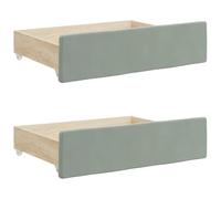 vidaXL Tiroirs de lit 2 pcs gris clair bois d'ingénierie et velours, tiroir de rangement, coffre de lit, unité de rangement de lit, tiroir sous le lit