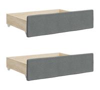 vidaXL Tiroirs de lit 2 pcs gris foncé bois d'ingénierie et tissu, tiroir de rangement, coffre de lit, unité de rangement de lit, tiroir sous le lit
