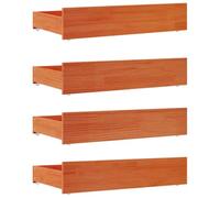 vidaXL Tiroirs de lit 4 pcs Bois de pin massif Cire marron 90 cm