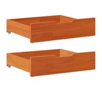 vidaXL Tiroirs sous Le lit 2 pcs Brun Cire 65x55x17 cm pin Massif, Rangement sous Le lit, Rangement sous Le lit avec roulettes, boîte de Rangement sous Le lit