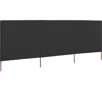 vidaXL Paravent 3 Panneaux Ecran de Plage Anti-Vent Abri de Plage Pare-Vue Coupe-Vent Camping Jardin Pliable Extérieur Tissu 400x160 cm Anthracite