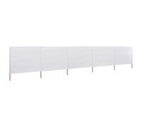 vidaXL Paravent 5 Panneaux Ecran de Plage Anti-Vent Abri de Plage Pare-Vue Coupe-Vent Camping Jardin Pliable Extérieur Tissu 600x120 cm Blanc Sable