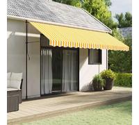 vidaXL Tissu de remplacement de cantonnière d’auvent jaune blanc 4,5 m