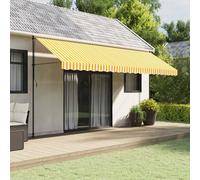 vidaXL Tissu de remplacement de cantonnière d’auvent jaune et blanc 5 m