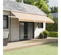 vidaXL Tissu de remplacement de cantonnière d’auvent rayure jaune gris