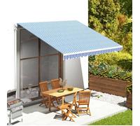 vidaXL Tissu de store bleu et blanc 4x3,5 m