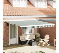 vidaXL Tissu de remplacement pour store vert et blanc 4 x 3 m en polyester