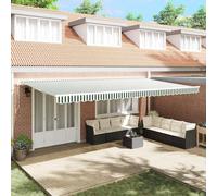 vidaXL Tissu de remplacement pour store vert et blanc 6 x 3,5 m en polyester