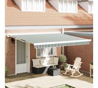 vidaXL, tissu de remplacement pour stores, vert et blanc, 380 x 295 cm, polyester