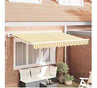 vidaXL Toile de Rechange pour auvent Jaune et Blanc 3 x 2 m Polyester, Auvent Rectangulaire Moderne, Résistant à la Décoloration, UV et Eau, Facile à Nettoyer, Solution Ombre Extérieure