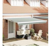 vidaXL Tissu de remplacement pour store vert et blanc 4 × 3,5 m en polyester