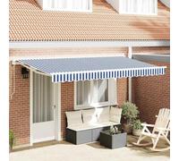 vidaXL Tissu de remplacement pour store bleu et blanc 4 x 2 m en polyester