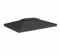 vidaXL Toile de Toit de Belvédère 2 Niveaux Auvent de Remplacement Toile de Toit de Chapiteau Dessus de Belvédère 310 g/m² 4x3 m Noir