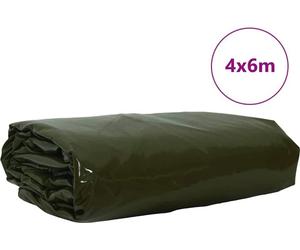 vidaXL, toile plane, 650 g/m², vert olive, 4 x 6 mètres, avec revêtement PVC