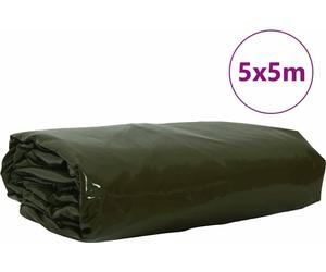 vidaXL, toile plane, 650 g/m², vert olive, 5 x 5 mètres, avec revêtement PVC