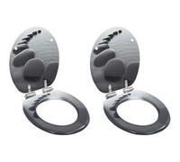 vidaXL Sièges de toilette 2 pcs. avec couvercle Soft-Close MDF design pierre