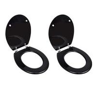 vidaXL Sièges de toilette avec couvercle 2 pcs. MDF Noir