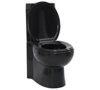 vidaXL Cuvette WC d'angle 141134 en céramique, abattant à fermeture douce Noir