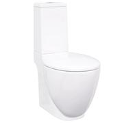 vidaXL Toilettes en céramique Rond – Sortie verticale – Blanc