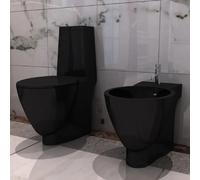 vidaXL Toilette et Bidet Ensemble - Noir
