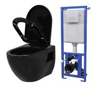 vidaXL Toilette Murale avec Réservoir Caché - Noir