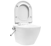 vidaXL Toilette murale sans bord à fonction de bidet Céramique Blanc