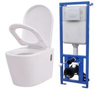 vidaXL Toilettes suspendues avec réservoir de chasse encastré Céramique blanche
