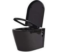 vidaXL Toilette murale suspendue Cuvette WC en céramique Noir