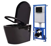 vidaXL Toilette suspendue au mur avec réservoir caché Céramique Noir