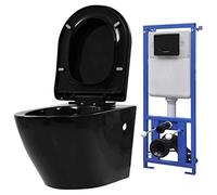 vidaXL Toilettes suspendues avec réservoir de chasse encastré Céramique noire