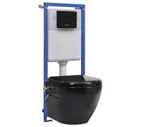 vidaXL Toilette Suspendue avec Réservoir - Noir