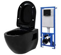 VidaXL Toilette Suspendue Murale Noire